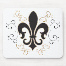 Fleur De Lis: Black and Gold Mousepads