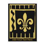 Fleur De Lis Black Gold  Add Your Text Here postcards