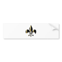 Fleur de Lis/black + gold Bumper Sticker