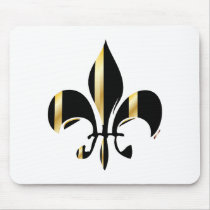 Fleur de Lis/black + gold Mousepads