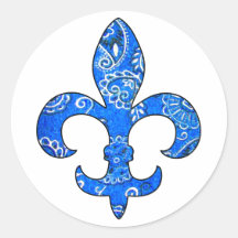 Fleur de lis Blue Bandanna stickers