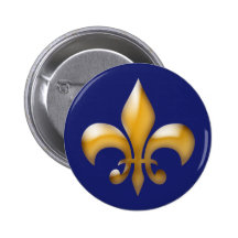 Fleur de Lis Button in Navy and Gold