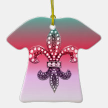 Fleur De Lis Flor  New Orleans Multi Colour Pink Ornament