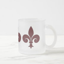 Fleur-De-Lis Frosted Glass Mug