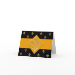 Fleur-de-lis Gold on Black Note Card 5.6x4