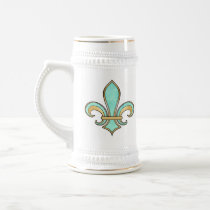 Fleur de Lis in solid colour  - Turquoise Aqua Coffee Mug