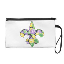 Fleur De Lis Mardi Gras Beads Bagettes Bag Wristlet Clutches