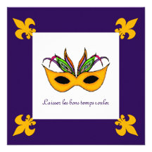 Fleur de Lis Mask Mardi Gras Party Personalized Invites