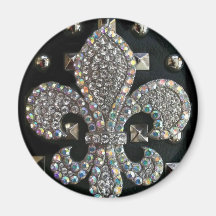 FLEUR DE LIS ON STUDS HARD ROCK PRINT FRIDGE MAGNETS