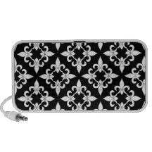 Fleur de Lis Pattern Ebony Doodle Speaker