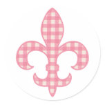 Fleur de lis Pink Gingham stickers