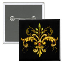 Fleur de lis Xmas Pinback Buttons