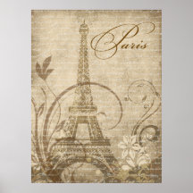 Fleur de Paris Eiffel Tower 30"x40" sand Print