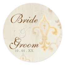 Fleur di Lys Damask 2  - Wedding Seal or Sticker