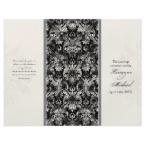Fleur di Lys Damask - Black Formal Wedding Program