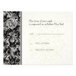 Fleur di Lys Damask - Black RSVP Response Card Personalized Invite