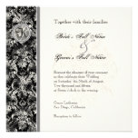 Fleur di Lys Damask - Black Wedding Invitation