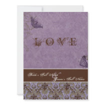 Fleur di Lys Damask - Dk Purple Wedding Invitation