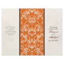Fleur di Lys Damask Orange Formal Wedding Program