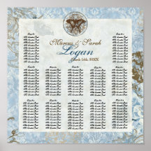 Fleur di Lys Damask  Reception Table Seating Chart Poster