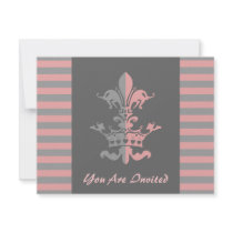 Fleur Heart Crown - Pink Personalised Invitation
