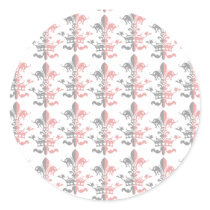 Fleur Heart Crown - Pink Round Stickers