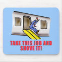 Flight Attendant Emergency Chute Humour mousepads