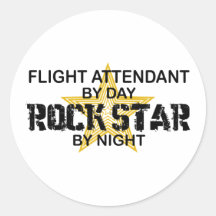 Flight Attendant Rock Star Round Sticker