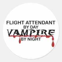 Flight Attendant Vampire by Night Stickers