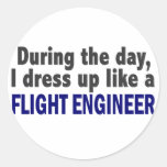 Flight Engineer During The Day Round Stickers