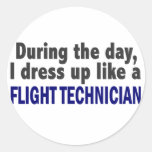 Flight Technician During The Day Round Stickers