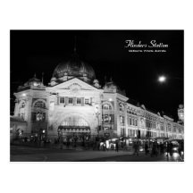 Flinders Station Melbourne Black & White  postcard