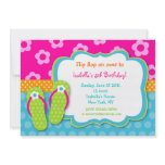 Flip Flop Luau Pool Party Birthday Invitaitons invitations
