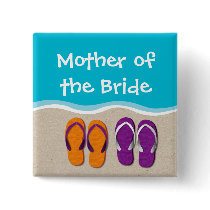 Flip Flop Wedding on the Beach Bridal Party Button