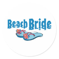 Flip Flops Beach Bride Round Stickers