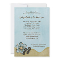 Flip Flops Beach Flower Bridal Shower Invitations