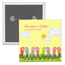 Flip Flops Having Fun in the Sun Gift / Favour Pinback Buttons