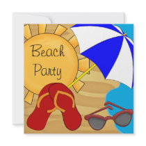 Flip Flops Sunglasses Beach Birthday Party Personalised Invites