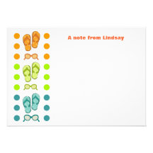 Flipflop and Sunglasses Polka Dot Note Cards Custom Invitation