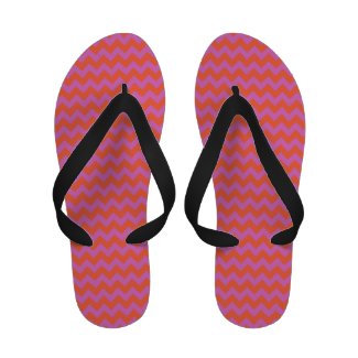 Flipflop Sandals: Bright Pink and Orange Chevrons