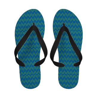 Flipflop Sandals: Emerald and Blue Geometric