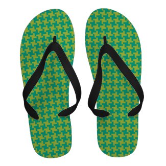 Flipflop Sandals: Emerald, Chartreuse Houndstooth