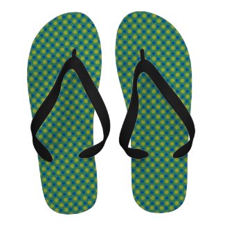 Flipflop Sandals: Emerald, Chartreuse Polka Dots