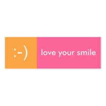 Flirt card pink orange love smile emoticon message business card template