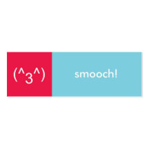 Flirt card red blue smooch emoticon text message business cards