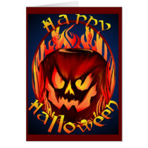 Flmaing Pumkin Oval lettered Card