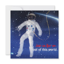 Floating Astronaut Outerspace Birthday Party Custom Invite
