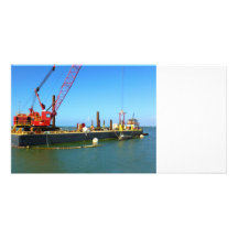 Floating Barge with crane colourful Customised Photo Card