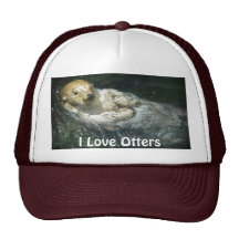Floating Sea Otter "I Love Otters!" Trucker Hat