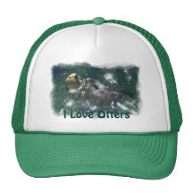 Floating Sea Otter "I Love Otters!" Trucker Hat